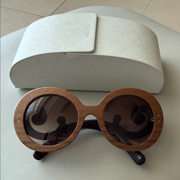 Prada Minimal Baroque Round Brown & Black SPR27R Sunglasses - Picture 7 of 7
